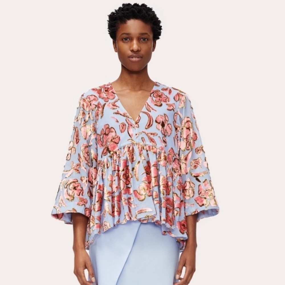 Stine Goya Palmer Blouse Rosemary Banana Leaf Metallic Blouse